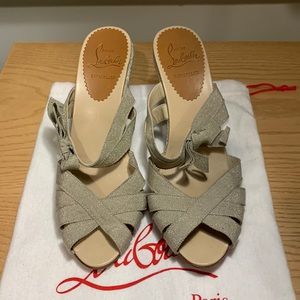 Champagne Christian Louboutin espadrille wedges